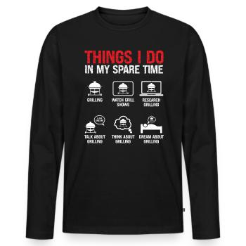 BBQ Activities: Barbecue - Men's Premium Organic Long Sleeve Shirt - black - Front - Nico (187cm)