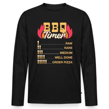 BBQ Timer Perfect for Grill Master Beer Lovers - Men's Premium Organic Long Sleeve Shirt - black - Front - Nico (187cm)