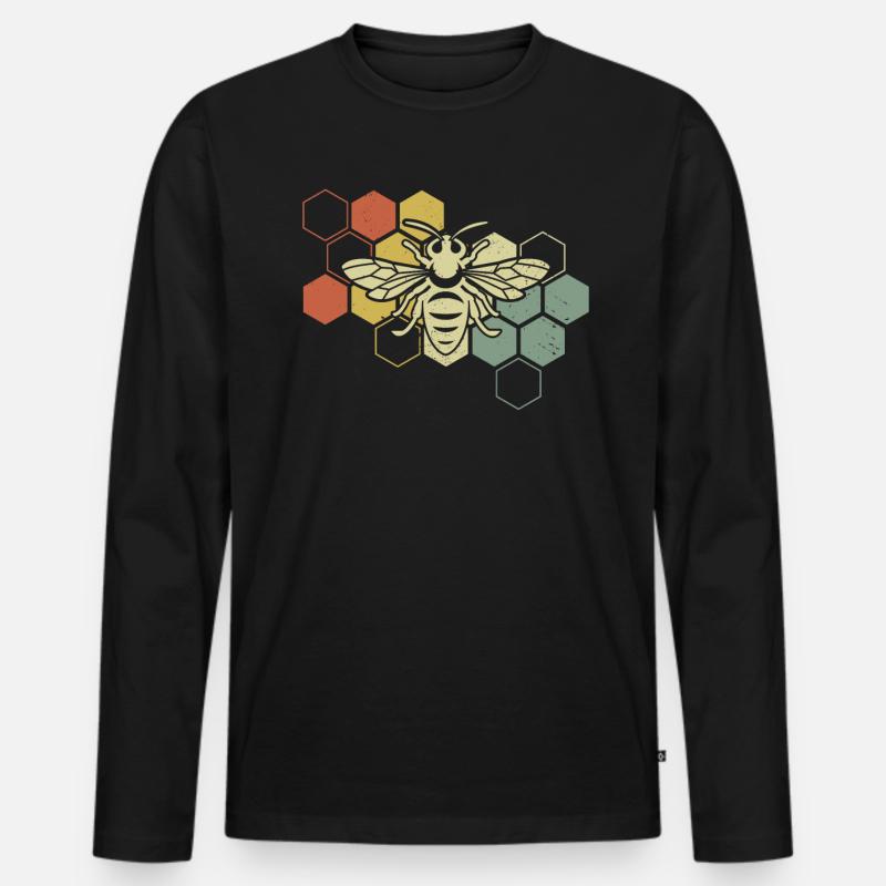 Bienen Imker Retro - Männer Premium Bio Langarmshirt - Schwarz