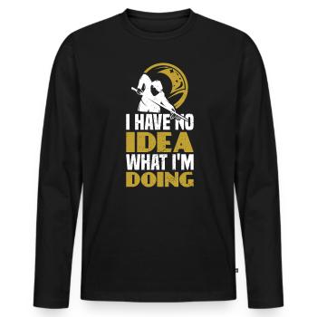 Billiards Fun : Je n’ai aucune idée de ce que je fais - T-shirt manches longues Premium bio Homme - noir - Devant - Nico (187cm)