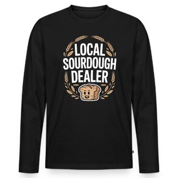 Marchand de levain local Statement Bread Lover - T-shirt manches longues Premium bio Homme - noir - Devant - Nico (187cm)