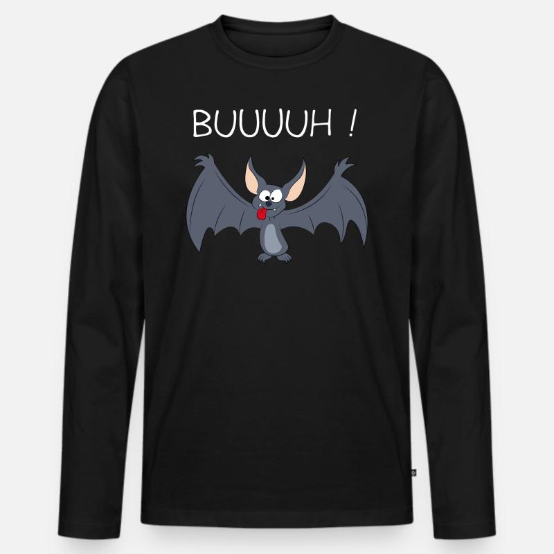 Fledermaus - Männer Premium Bio Langarmshirt - Schwarz