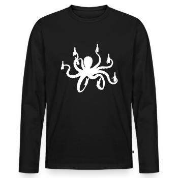 octopus - Men's Premium Organic Long Sleeve Shirt - black - Front - Nico (187cm)