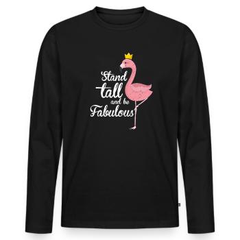 Flamingo - T-shirt manches longues Premium bio Homme - noir - Devant - Nico (187cm)