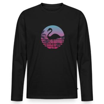 Flamingo - T-shirt manches longues Premium bio Homme - noir - Devant - Nico (187cm)