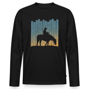 Cowboy Pferd Westernreiter Western Quarterhorse - Männer Premium Bio Langarmshirt - Schwarz - Vorne - Nico (187cm)