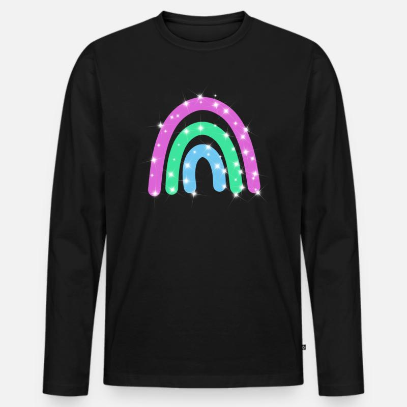 Polysexual Glitzer Regenbogen - Männer Premium Bio Langarmshirt - Schwarz