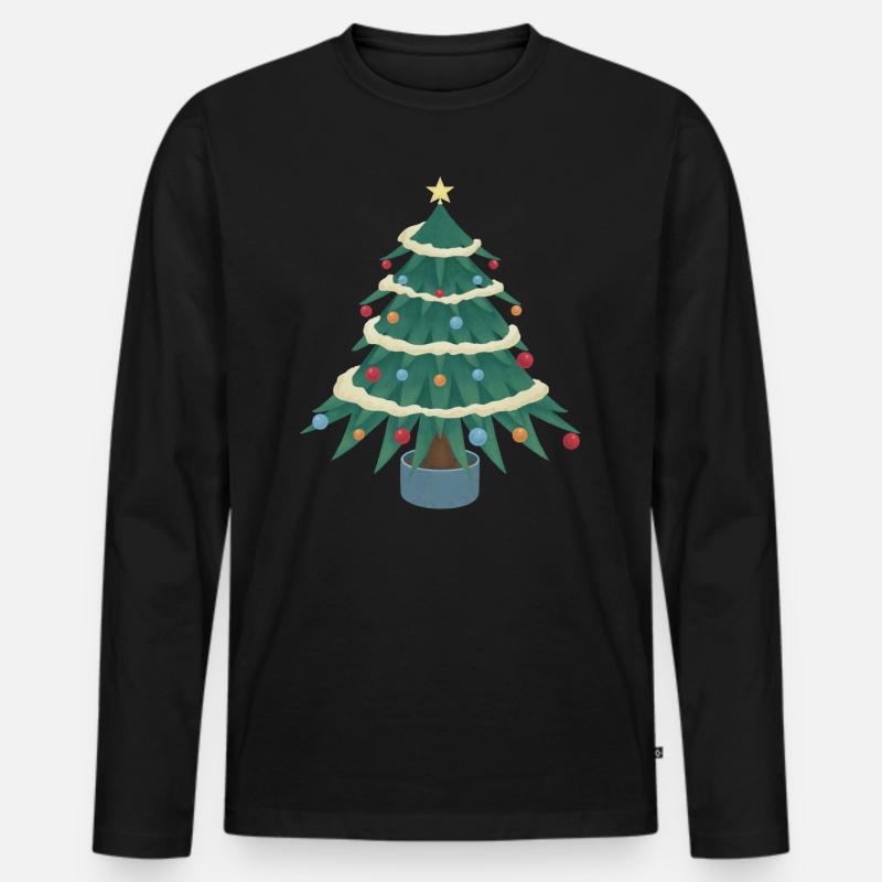 Christbaum - Männer Premium Bio Langarmshirt - Schwarz