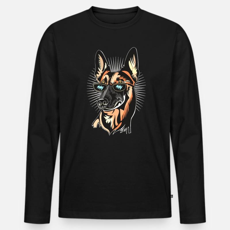 Der König Malinois - Männer Premium Bio Langarmshirt - Schwarz