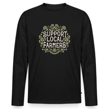 Je soutiens les agriculteurs - T-shirt manches longues Premium bio Homme - noir - Devant - Nico (187cm)
