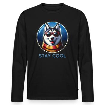 Cool Husky Shades - Men's Premium Organic Long Sleeve Shirt - black - Front - Nico (187cm)
