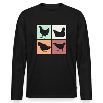 Chicken Chickens - Men's Premium Organic Long Sleeve Shirt - black - Front - Nico (187cm)