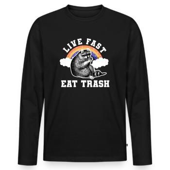 Live Fast Eat Trash Raccoon - Men's Premium Organic Long Sleeve Shirt - black - Front - Nico (187cm)