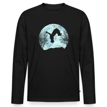 Parkour Freeruning Backflip Moon Aktrobatik - Men's Premium Organic Long Sleeve Shirt - black - Front - Nico (187cm)