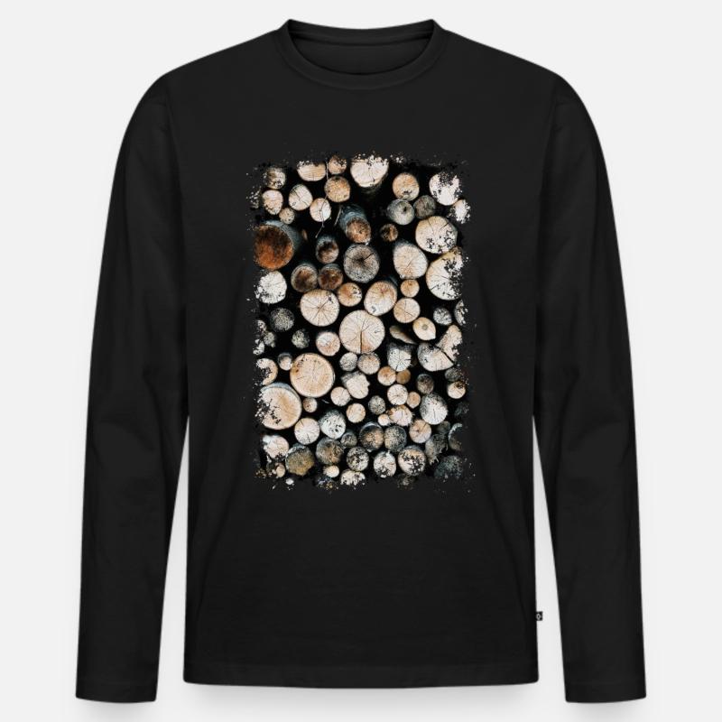 HOLZ - Männer Premium Bio Langarmshirt - Schwarz