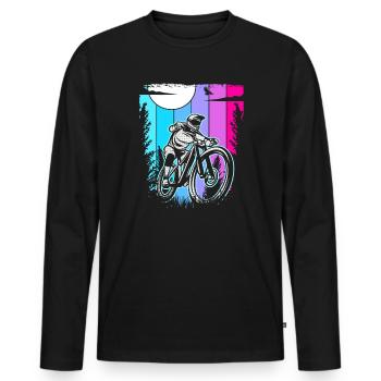 Downhill Biker VTT - T-shirt manches longues Premium bio Homme - noir - Devant - Nico (187cm)