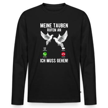 Taubenzüchter Tauben Vogel Anruf Geschenk - Männer Premium Bio Langarmshirt - Schwarz - Vorne - Nico (187cm)