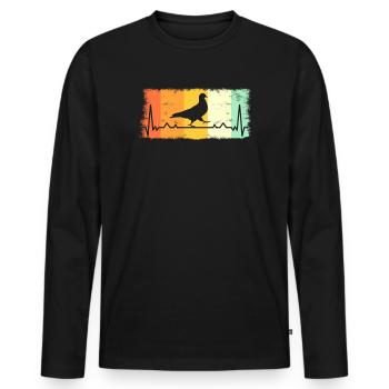 Pigeon Fancier Pigeon Pigeon ECG Heartbeat - Men's Premium Organic Long Sleeve Shirt - black - Front - Nico (187cm)