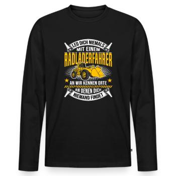 Radladerfahrer Spruch Geschenk Radlader Bagger Bau - Männer Premium Bio Langarmshirt - Schwarz - Vorne - Nico (187cm)