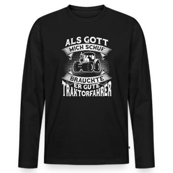 Traktor Trecker Spruch Landwirt Bauer Geschenk - Männer Premium Bio Langarmshirt - Schwarz - Vorne - Nico (187cm)