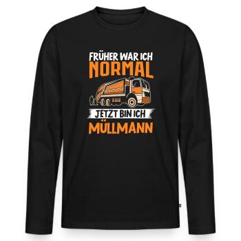 Müllabfuhr Müllauto Müllwagen Müllmann Geschenk - Männer Premium Bio Langarmshirt - Schwarz - Vorne - Nico (187cm)