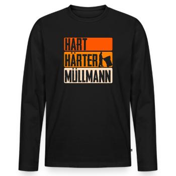 Müllabfuhr Müllauto Mülllader Müllmann Geschenk - Männer Premium Bio Langarmshirt - Schwarz - Vorne - Nico (187cm)