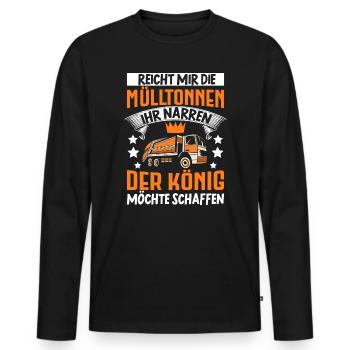 Müllmann Müllauto Müllwagen Müllabfuhr Geschenk - Männer Premium Bio Langarmshirt - Schwarz - Vorne - Nico (187cm)