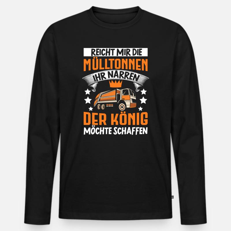 Müllmann Müllauto Müllwagen Müllabfuhr Geschenk - Männer Premium Bio Langarmshirt - Schwarz