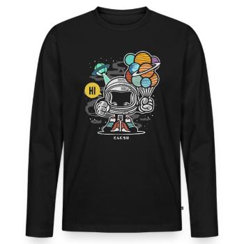 astronaut - Men's Premium Organic Long Sleeve Shirt - black - Front - Nico (187cm)
