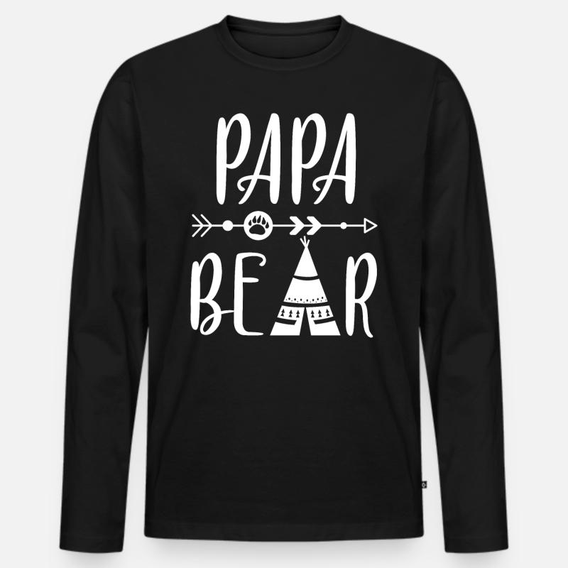 Papa Bear - Männer Premium Bio Langarmshirt - Schwarz