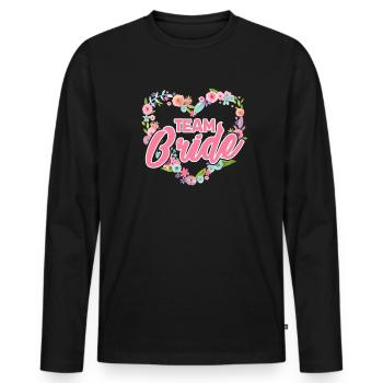 Équipe mariée - T-shirt manches longues Premium bio Homme - noir - Devant - Nico (187cm)