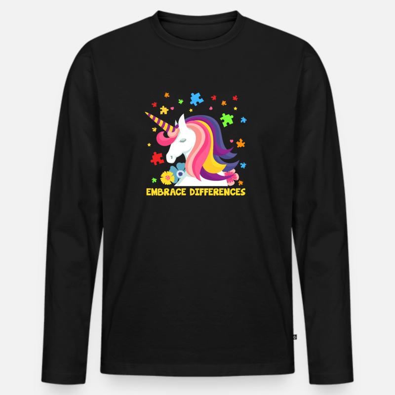 Autismus Einhorn Autist Asperger Autism Geschenk - Männer Premium Bio Langarmshirt - Schwarz