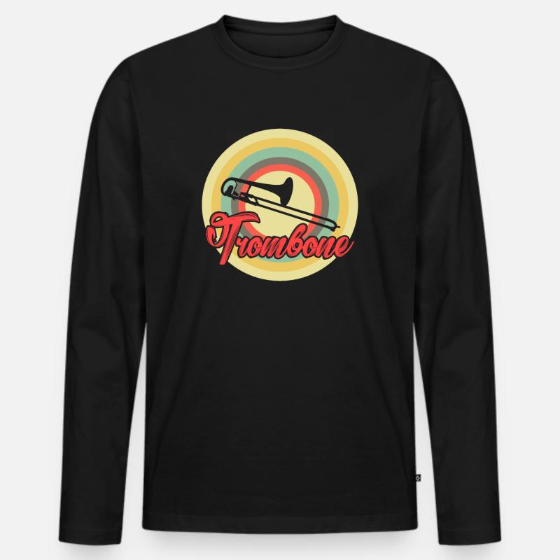 Posaune - Männer Premium Bio Langarmshirt - Schwarz