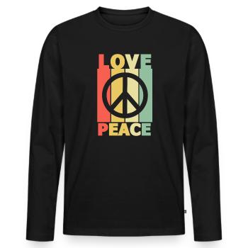 70er Love Peace - Männer Premium Bio Langarmshirt - Schwarz - Vorne - Nico (187cm)