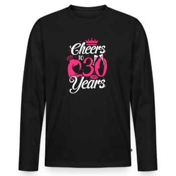 30 ans - T-shirt manches longues Premium bio Homme - noir - Devant - Nico (187cm)