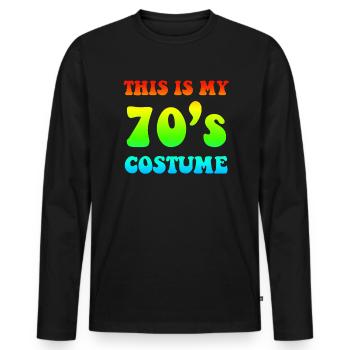 70er Jahre - Männer Premium Bio Langarmshirt - Schwarz - Vorne - Nico (187cm)