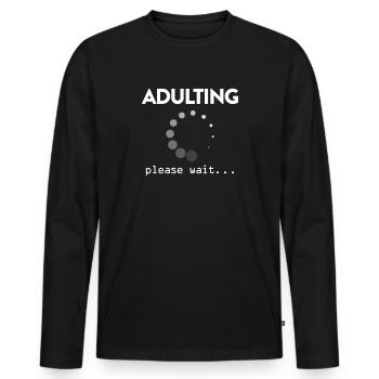 18th birthday adult gift - Men's Premium Organic Long Sleeve Shirt - black - Front - Nico (187cm)