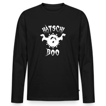 Halloween - Corona Virus Hatschi Boo Geist - Männer Premium Bio Langarmshirt - Schwarz - Vorne - Nico (187cm)