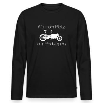 Lastenfahrrad - Für mehr Platz auf Radwegen - Männer Premium Bio Langarmshirt - Schwarz - Vorne - Nico (187cm)