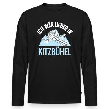 Ich Wär Lieber In Kitzbühel Skifahren Skifahrer - Männer Premium Bio Langarmshirt - Schwarz - Vorne - Nico (187cm)