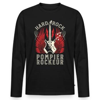 Hard Rock Metal Pompier Rockeur - T-shirt manches longues Premium bio Homme - noir - Devant - Nico (187cm)