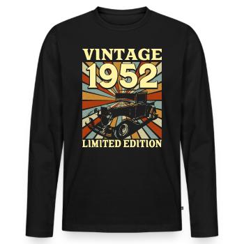 Vintage 70 Ans 1952 70e Anniversaire - T-shirt manches longues Premium bio Homme - noir - Devant - Nico (187cm)