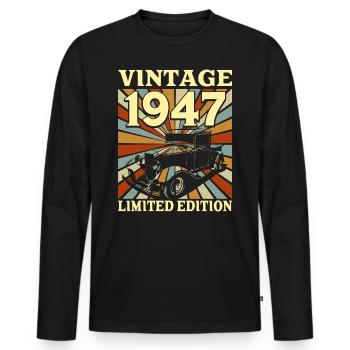 Vintage 75 Years 1947 75th Anniversary - Men's Premium Organic Long Sleeve Shirt - black - Front - Nico (187cm)
