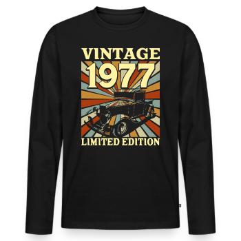 Vintage 45 Ans 1977 45e Anniversaire - T-shirt manches longues Premium bio Homme - noir - Devant - Nico (187cm)