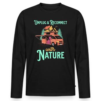 Verbinden Sie sich wieder mit der Natur Humor Camping und Van - Männer Premium Bio Langarmshirt - Schwarz - Vorne - Nico (187cm)