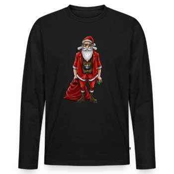 Hipster Weihnachtsmann | Weihnachten Style Cool - Männer Premium Bio Langarmshirt - Schwarz - Vorne - Nico (187cm)