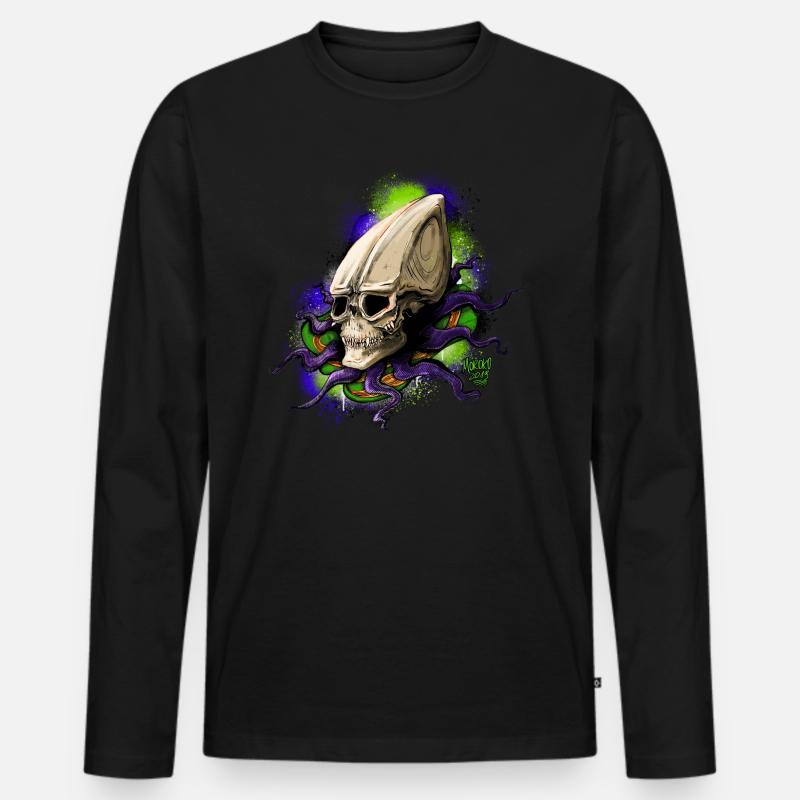 Alien BONE SQL - Männer Premium Bio Langarmshirt - Schwarz