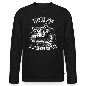 J'Peux Pas J'Ai MotoCross - T-shirt manches longues Premium bio Homme - noir - Devant - Nico (187cm)