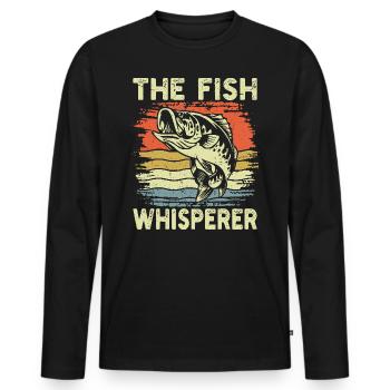 The Fish Whisperer Retro Fishing - Men's Premium Organic Long Sleeve Shirt - black - Front - Nico (187cm)