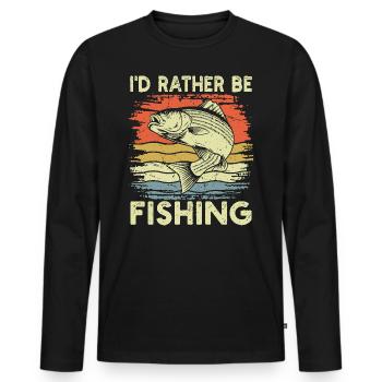 I'd Rather Be Fishing Retro Bass Angler - Men's Premium Organic Long Sleeve Shirt - black - Front - Nico (187cm)
